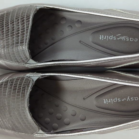 Easy Spirit Devitt Leather Casual Flats 8.5M  Metallic Pewter Silver/Gray - Picture 8 of 16